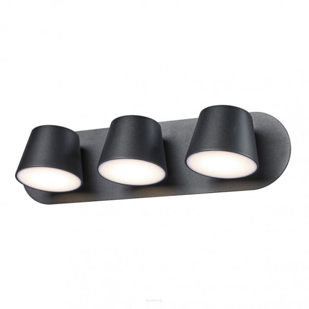 KINKIET KUOLA  Italux MB1350-3 BK Potrójna oprawa ścienna CZARNA LED  IP20