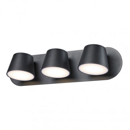 KINKIET KUOLA  Italux MB1350-3 BK Potrójna oprawa ścienna CZARNA LED  IP20