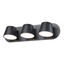 KINKIET KUOLA  Italux MB1350-3 BK Potrójna oprawa ścienna CZARNA LED  IP20