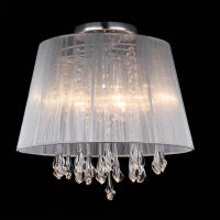 Plafon Isla MXM1869-3 WH Italux  biały abażur z tkaniny styl pałacowy elegancki kryształki