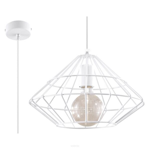Lampa wisząca  Umberto biała SL.0293 Loftowa Nowoczesna   klosz z metalu druciany