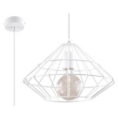 Lampa wisząca  Umberto biała SL.0293 Loftowa Nowoczesna   klosz z metalu druciany