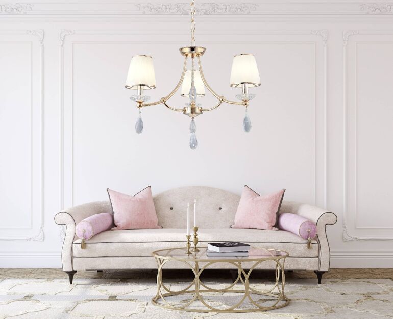 Lampa wisząca DOMINNI LDP 9268-3 (GD) Lumina Deco trójramienna złota abażury