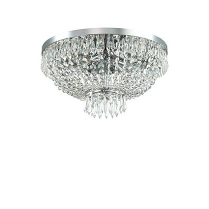 Plafon CAESAR PL6 CHROM Ideal Lux 093475  klosz  z ciętych kryształów rama w kolorze chromu