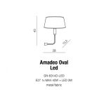 Kinkiet  AMADEO LED OVAL WHITE Azzardo AZ2418+AZ2421 kinkiet do czytania korpus w kolorze chromu biały owalny abażur  wysięgnik LED do czytania - 3