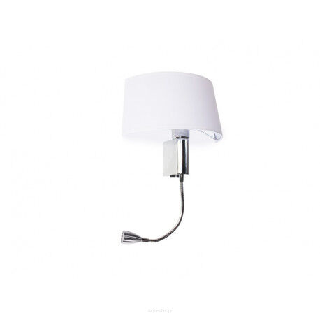 Kinkiet  AMADEO LED OVAL WHITE Azzardo AZ2418+AZ2421 kinkiet do czytania korpus w kolorze chromu biały owalny abażur  wysięgnik LED do czytania