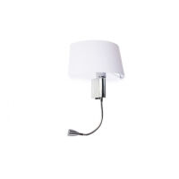 Kinkiet  AMADEO LED OVAL WHITE Azzardo AZ2418+AZ2421 kinkiet do czytania korpus w kolorze chromu biały owalny abażur  wysięgnik LED do czytania