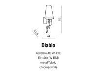 Kinkiet Diablo White AZzardo AB8074-1S AZ0087 wykonana jest z chromowanego metalu oraz białego abażuru z najwyższej jakości materiału - 3
