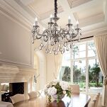 Lampa wisząca IMPERO SP8 SREBRNY Ideal Lux  014395 elementy dekoracyjne ze szlifowanych kryształków rama o srebrnym wykończeniu antyczno-podobnym - 2