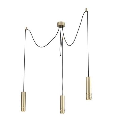  Lampa wisząca Azzardo LOCUS L Pendant 3 AZ3404 potrójny zwis złote tuby z marszczeniem 
