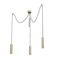  Lampa wisząca Azzardo LOCUS L Pendant 3 AZ3404 potrójny zwis złote tuby z marszczeniem 