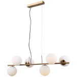 Lampa wisząca RADDI PND-5510-6-HBR Italux NIESZABLONOWY DESIGN złoty korpus BIAŁE OKRĄGŁE KLOSZE - 2