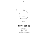 Lampa wisząca Silver Ball 25 AZzardo LP-5034M AZ0733 kula w kolorze chromu i transparentnego szkła - 4