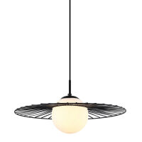 Lampa wisząca SALLY MDM-4003/1 BK Italux ORYGINALNA DRUCIANA OPRAWA BIAŁY KLOSZ 