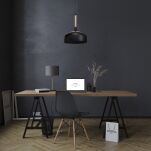 Lampa wisząca Taylor czarna z elementem drewna MILAGRO MLP6218   - 4