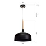 Lampa wisząca Taylor czarna z elementem drewna MILAGRO MLP6218   - 3