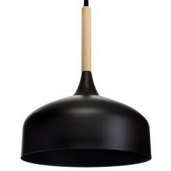 Lampa wisząca Taylor czarna z elementem drewna MILAGRO MLP6218  