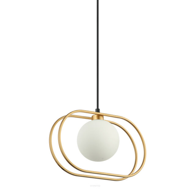 Lampa wisząca Grosetta  PND-53423-1-GD Italux kula umieszczona w podwójnej złotej eliptycznej ramce