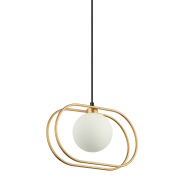 Lampa wisząca Grosetta  PND-53423-1-GD Italux kula umieszczona w podwójnej złotej eliptycznej ramce