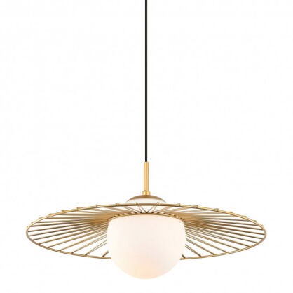 Lampa wisząca SALLY MDM-4003/1 GD Italux ORYGINALNA CZARNA DRUCIANA OPRAWA Z BIAŁYM KLOSZEM 