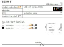 Reflektor szynowy LEON TRACK AZ3491 Azzardo wbudowany moduł LED regulowany kąt padania strumienia światła - 2