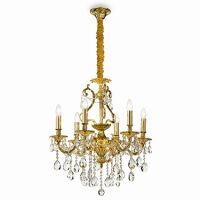 Lampa wisząca Gioconda SP6 ORO Ideal Lux  060507   z odlewu metalu w kolorze złotym wisiorki  z kryształków
