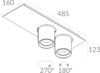 Oprawa natynkowa Auro Base 90 NT 90x2 CRI80 Labra  3.0549 prostokątna podstawa reflektory w kształcie tub różne kolory wkończenia LED - 4