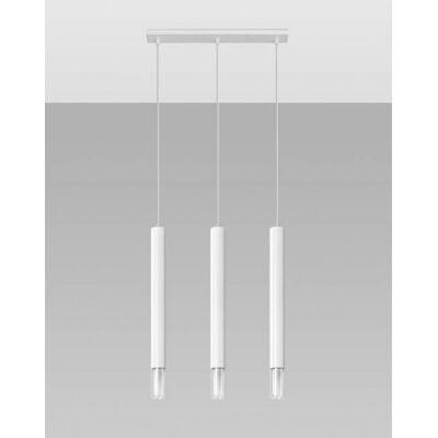 Lampa wisząca WEZYR 3 SL.0959 SOLLUX LIGHTING 3 białe tuby szklana końcówka
