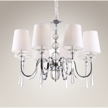 Lampa wisząca Charlotte P0110  Maxlight abażury białe nowoczesne eleganckie kryształki