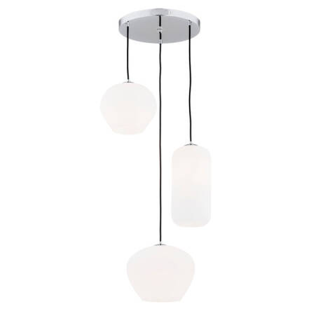 Lampa wisząca KALIMERA 1430 Argon Okrągła podsufitka 3 zwisy chrom-biały