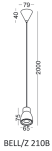 Lampa wisząca BELL/Z 210B  ELKIM  Czarna lub biała aluminium + szkło LED 4000K / 3000K - 4