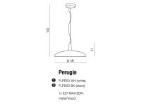Lampa wisząca Perugia  AZzardo FLPE50 WH AZ1334 biała półokrągła  z metalu i drewna idealna do kuchni czy salonu - 3
