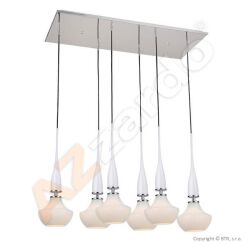 Lampa wisząca Tasos 6 AZzardo MD2095-6W  AZ1883  nietypowy elegancki klosze są wykonane z metalu chromowanego i szkła w kolorze białym