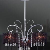 Lampa wisząca Span MDM1583/3  Italux  chrom czarny abażur styl pałacowy elegancki 