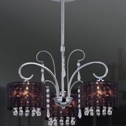 Lampa wisząca Span MDM1583/3  Italux  chrom czarny abażur styl pałacowy elegancki 