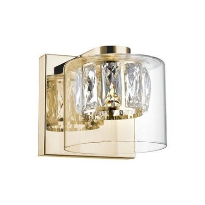 Kinkiet GEM W0389-01A-F7AC LED 5W złota zumaline Elegancki transparentny klosz z kryształkami wewnątrz klimatycznie rozprasza światło