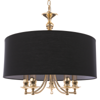 LAMPA WISZĄCA ABU DHABI STYLOWA EFEKTOWNA ZŁOTY KORPUS CZARNY MATERIAŁOWY CZARNY KLOSZ W KSZTAŁCIE RONDA COSMO LIGHT P05896AU