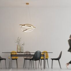 Lampa wisząca WHEEL 3 DIMM AZ2918 nowoczesny styl w kolor złoty 3 okręgi o różnej średnicy ściemnialna bez pilota 