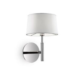 Kinkiet Hilton AP1 Ideal Lux 075471 Klosz z folii PVC pokrytej tkaniną i od dołu piaskowanym szkłem metalowa ramaw  kolorzec hromu