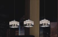 Lampa wisząca Cubric MD9216-3A Italux  nowoczesna lampa wykończenie w kolorze chromu klosze w kształcie kostek transparentno-mlecznych - 2