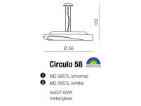 Lampa wisząca Circulo 58 biała AZzardo MD 5657L AZ0989 WH wykonana jest ze stali w kolorze białym i szkła - 2