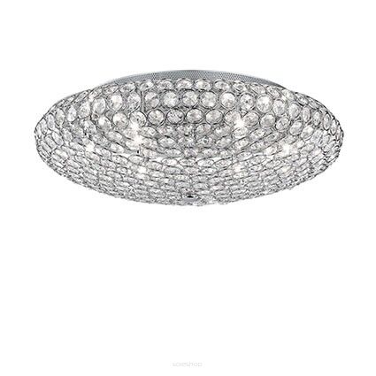 Plafon King PL9 Ideal Lux 073255   klosz składający się z metalowych pierścieni wypełnionych kryształkami kolor chromu