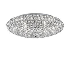 Plafon King PL9 Ideal Lux 073255   klosz składający się z metalowych pierścieni wypełnionych kryształkami kolor chromu
