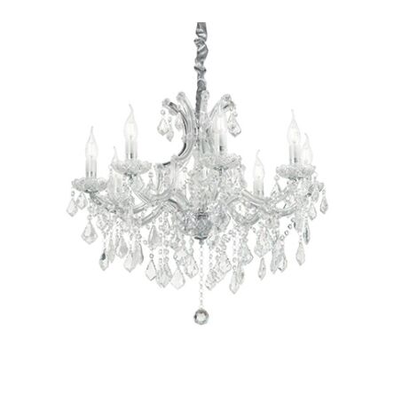 Lampa wisząca Żyrandol Napoleon SP8 chrom 167244  KRYSZTAŁOWY KLASYCZNYIP20 E27 metal Ideal Lux OPRAWA W STYLU KLASYCZNYM