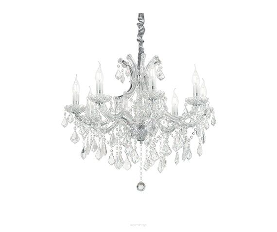 Lampa wisząca Żyrandol Napoleon SP8 chrom 167244  KRYSZTAŁOWY KLASYCZNYIP20 E27 metal Ideal Lux OPRAWA W STYLU KLASYCZNYM