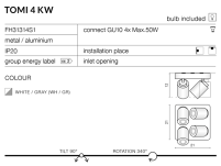 Reflektor Tomi 4 KW biały AZzardo AZ0682 ruchome główki w kształcie tub kwadratowa zaokrąglona podstawa - 2