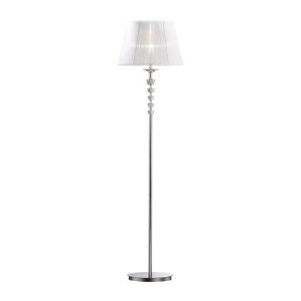 Lampa podłogowa Pegaso PT1 Ideal Lux  059228  metalowa oprawa wykończona w chromie klosz z  białej organzy
