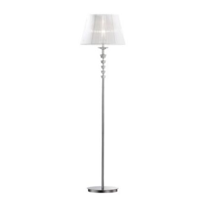 Lampa podłogowa Pegaso PT1 Ideal Lux  059228  metalowa oprawa wykończona w chromie klosz z  białej organzy
