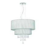 Lampa wisząca Opera SP6 Ideal Lux  068299  Klosz wykonany jest z folii PVC z metalowymi pasemkami i pokryte są białymi nićmi spod abażura wystają kryształki rama w kolorze chromu - 2