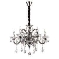 Lampa wisząca COLOSSAL SP6 SZARY Ideal Lux  081502   Ramiona  z  dmuchanego szkła w kolorze szarym wisorki ze szkła i kryształu styl pałacowy